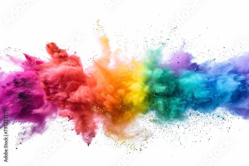 A vibrant explosion of colorful dust in a mesmerizing rainbow spectrum. A celebration of vibrant chaos.