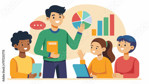 A teen peertopeer mentor teaches a group of younger students about the basics of credit scores and the importance of maintaining a good one.