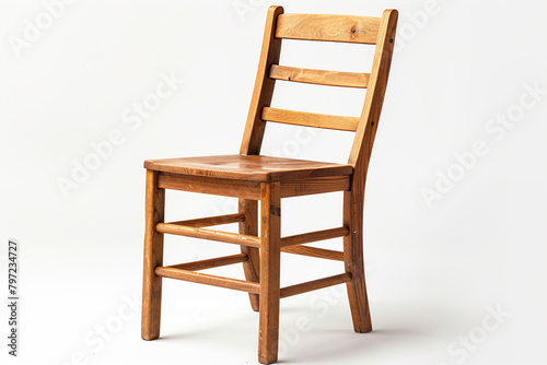 A sturdy and reliable ladderback chair built for everyday use on a solid white background  isolated on solid white background.