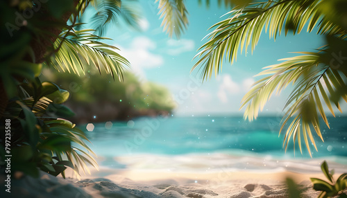 Blurred tropical beach background  perfect for summer vacation or travel destination concepts.