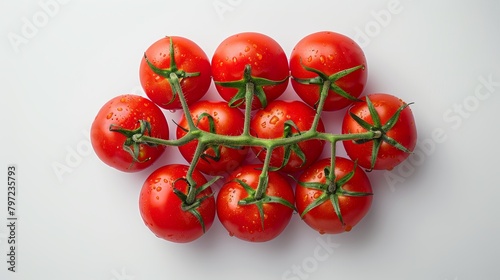 Top view of tomatoes, a powerhouse of antioxidants and lycopene, elegantly displayed on an isolated backdrop, studio lighting enhances colors © Paul