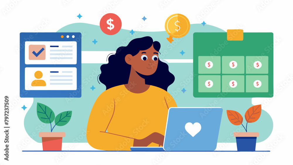 Obraz premium A woman browsing through different nonprofit organizations websites carefully selecting which causes align with her personal values and