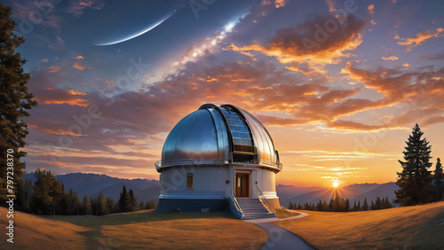 Astronomy Observatory space Under Sunset Sky dusk 