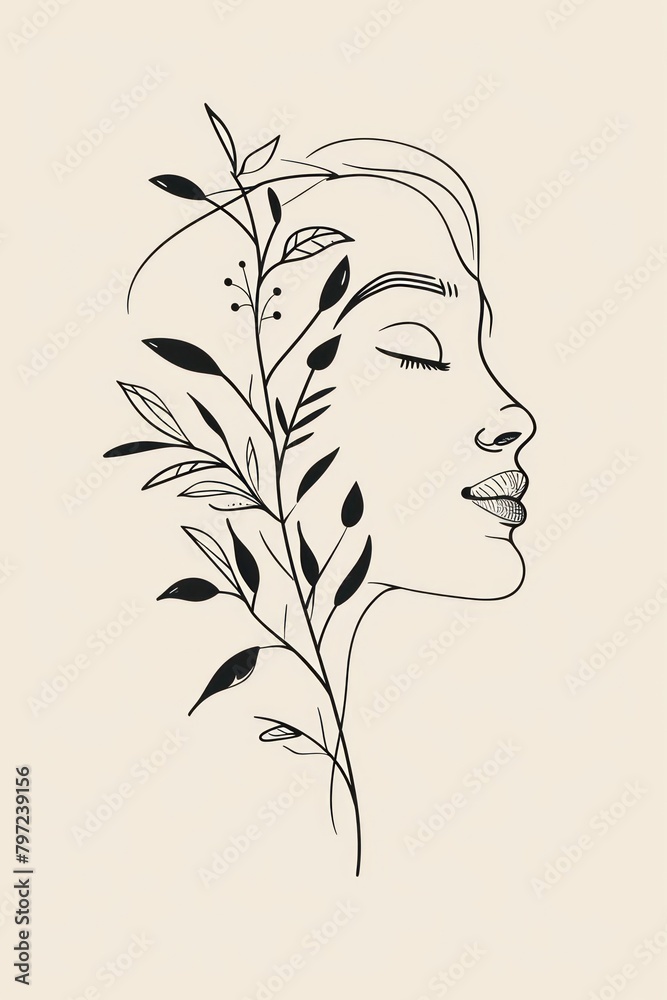 Simple line art woman drawing sketch calligraphy. Simple line art woman drawing sketch calligraphy.