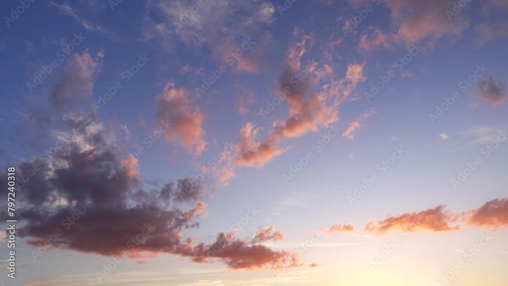 Beautiful colorful cloudscapes as seen around sunset.