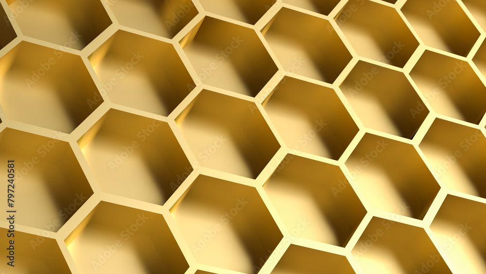 The hexagon or beehive pattern for Background concept 3d rendering. The hexagon or beehive pattern for Background concept 3d rendering.