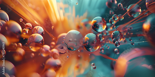 Microscopic Fusion  Exploring the Vibrant World of Organic Cells and Molecules in 3D Rendering 