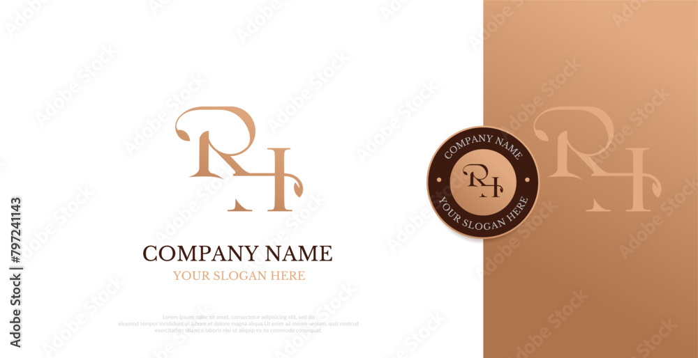 Initial RH Logo Design Vector 