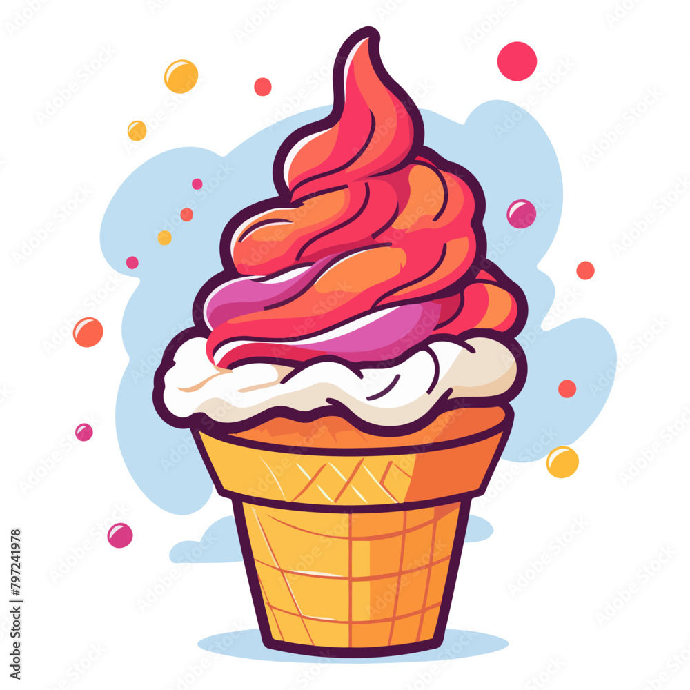 A vector icon depicting ice cream, ideal for illustrating dessert themes, frozen treats, or sweet indulgence.