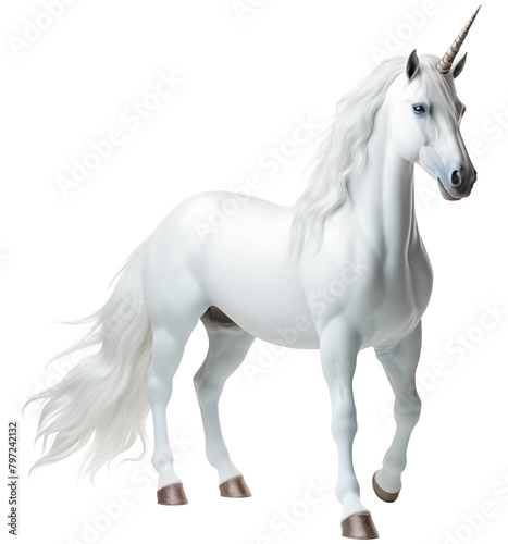 Fantasy white horse unicorn PNG Pegasus isolated on white and transparent background - Mystical Magical Horse Mythology Concept © Stock - Realm