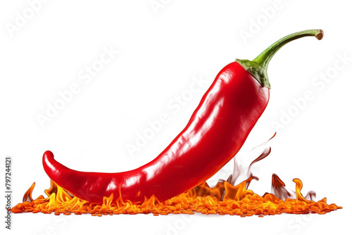 hot Chilli pepper PNG Spicy Paprika on fire isolated on white and transparent background - Salsa Flavor Burn Pepperoncini Cooking Restaurant Menu Concept