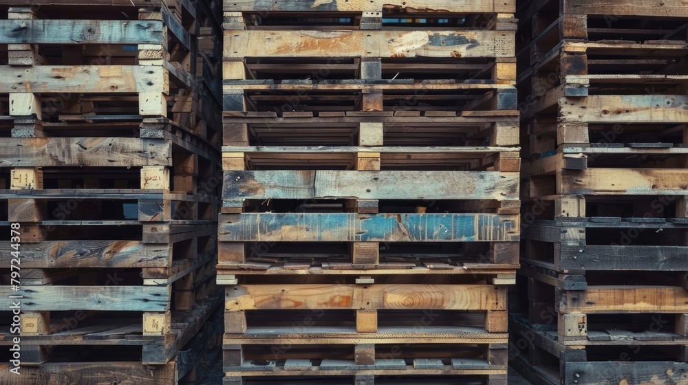 Stacked wooden pallets texture and pattern Stacked wooden pallets texture and pattern