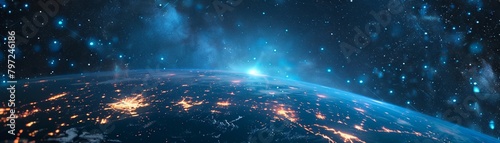 Earth's interconnected digital sphere, with a focus on the Americas, showcasing the power of global networking, data sharing, and cyber innovations in international communication.