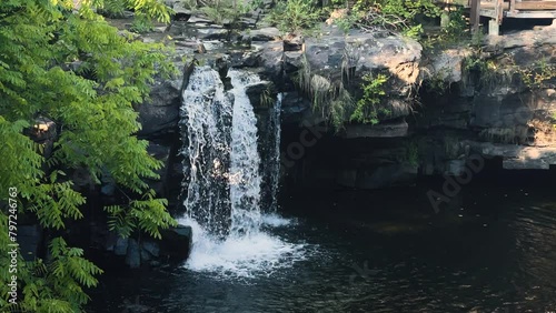 a serene waterfall in woodstock new york 4K  photo