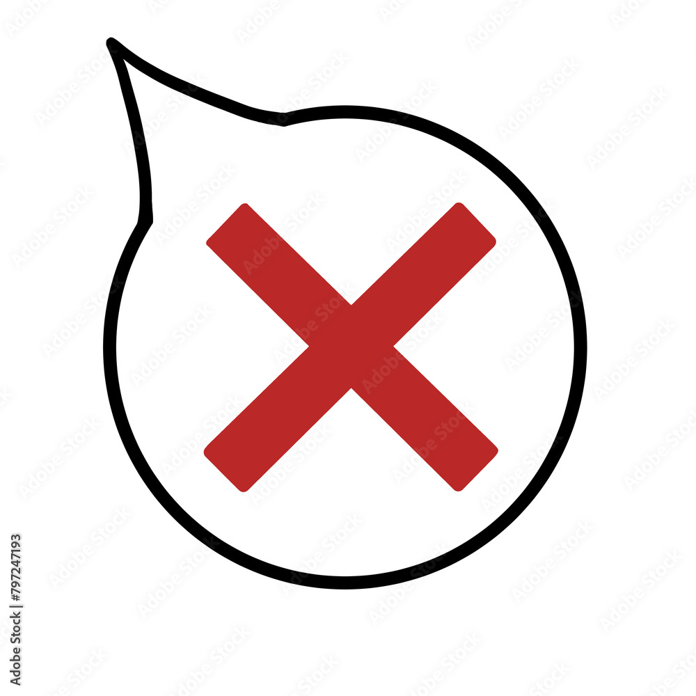 Obraz premium 吹き出し(バツ・赤・線画なし・左上)