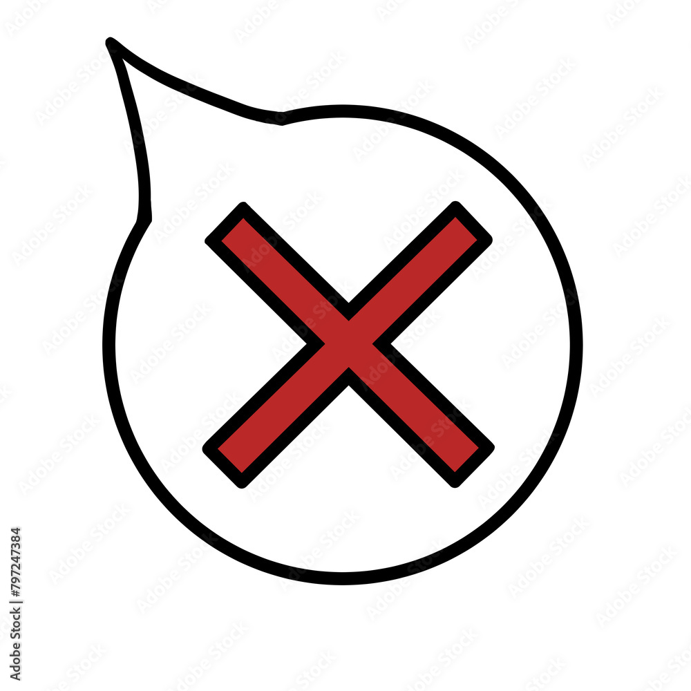 Obraz premium 吹き出し（バツ・赤・左上）