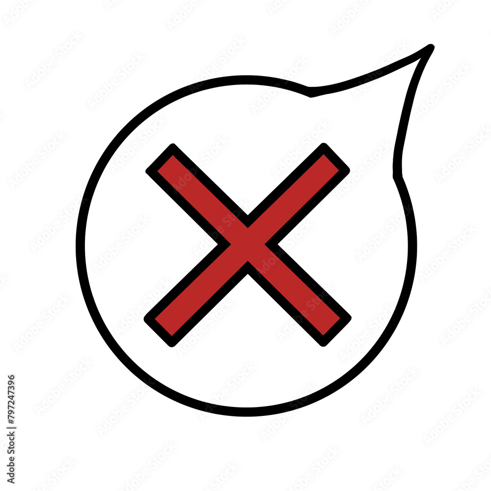 Obraz premium 吹き出し（バツ・赤・右上）