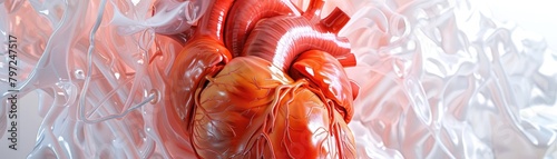 Detailed anatomy of a human heart, medical 3D illustration
