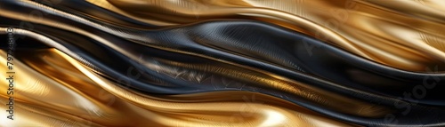 Luxurious gold and black satin waves photo
