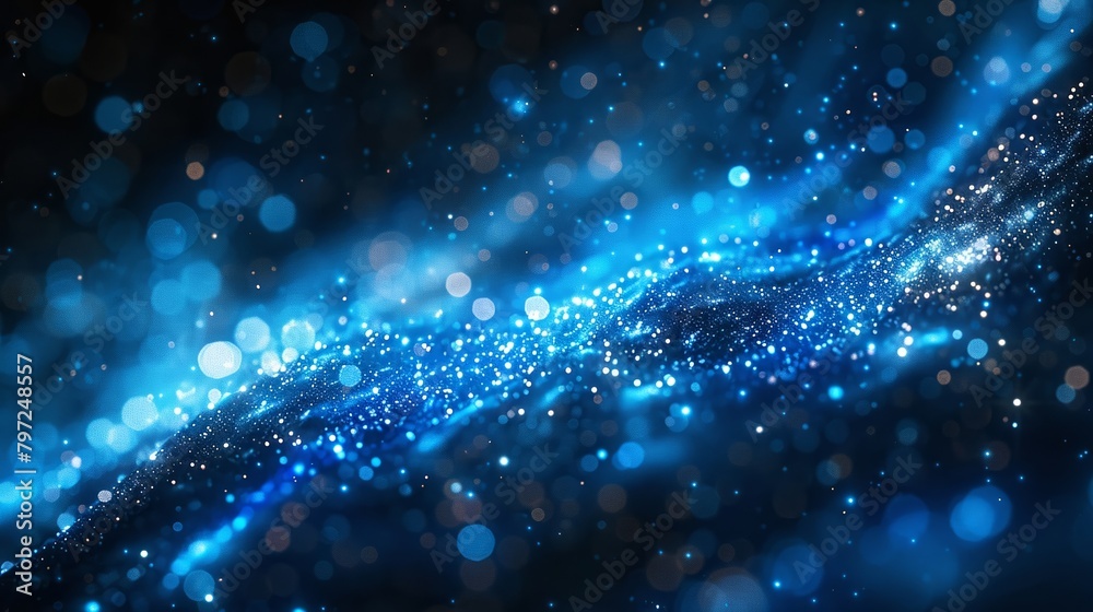 The artwork features a stunning blend of midnight blue tones and shimmering particles, evoking a celestial atmosphere in the digital piece. The artwork features a stunning blend of midnight blue tones and shimmering particles, evoking a celestial atmosphere in the digital piece.