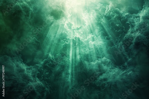 Eerie emerald glow emanating from an unknown origin