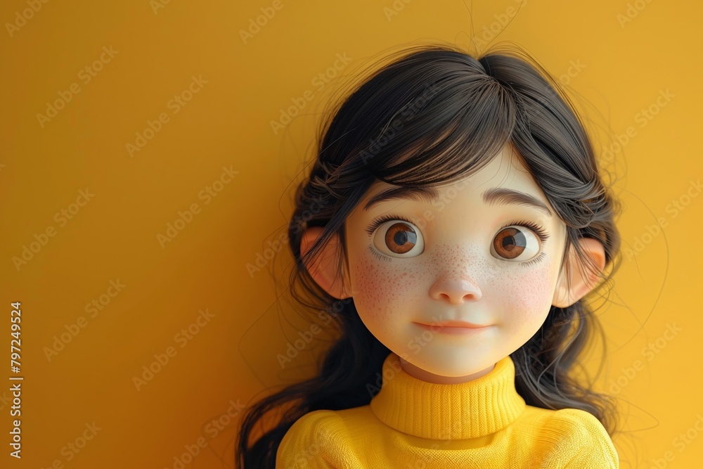 Create a beautiful and charming  visualization of a little girl