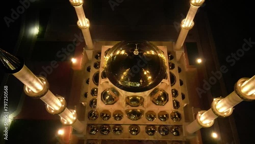 shooting a mosque from a drone at night.