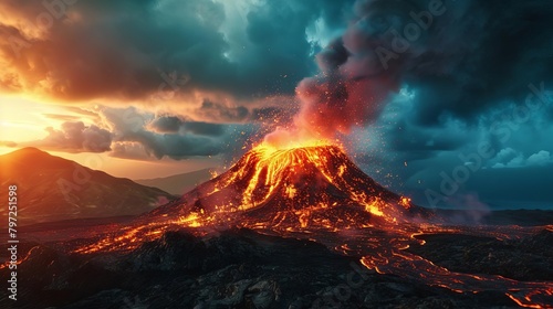 aweinspiring view of an erupting volcano majestic natural phenomenon landscape