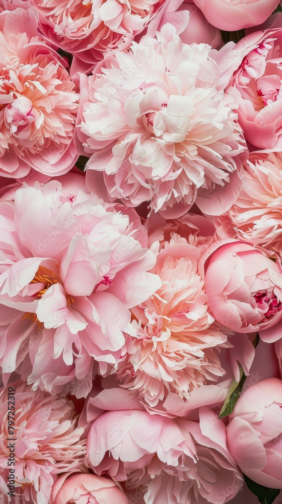 Close-up of lush pink peonies in full bloom, perfect as a natural background