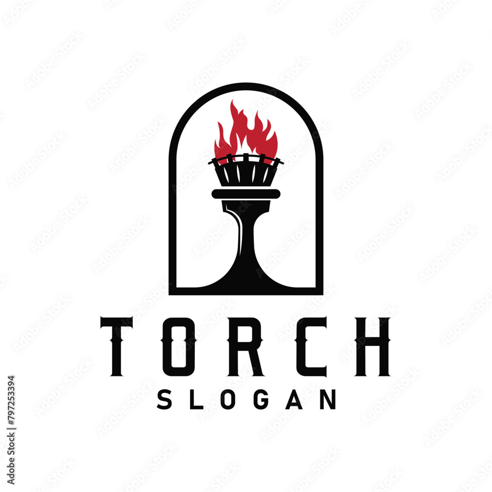 Obraz premium Illustration black silhouette torch logo flame design olympic sport victory inspiration