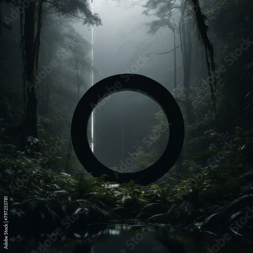 Mystical Forest with Abstract Circle Structure