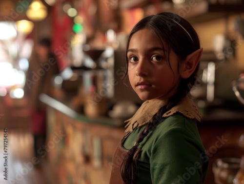 Young girl with elf ears in a fantasy setting