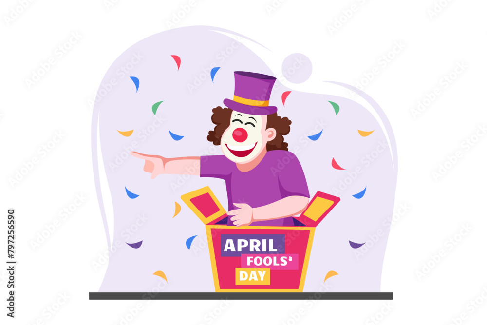 Naklejka premium April Fools Flat Design Illustration