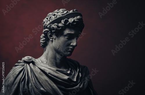 Classic marble statue on a red background