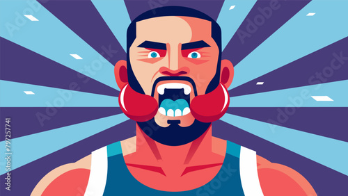 An athlete wearing a mouth guard to protect against dental injuries in a boxing match.