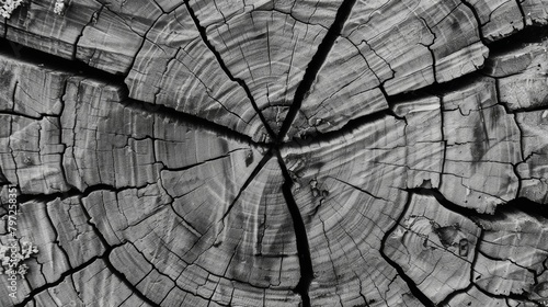 Abstract black and white tree ring texture