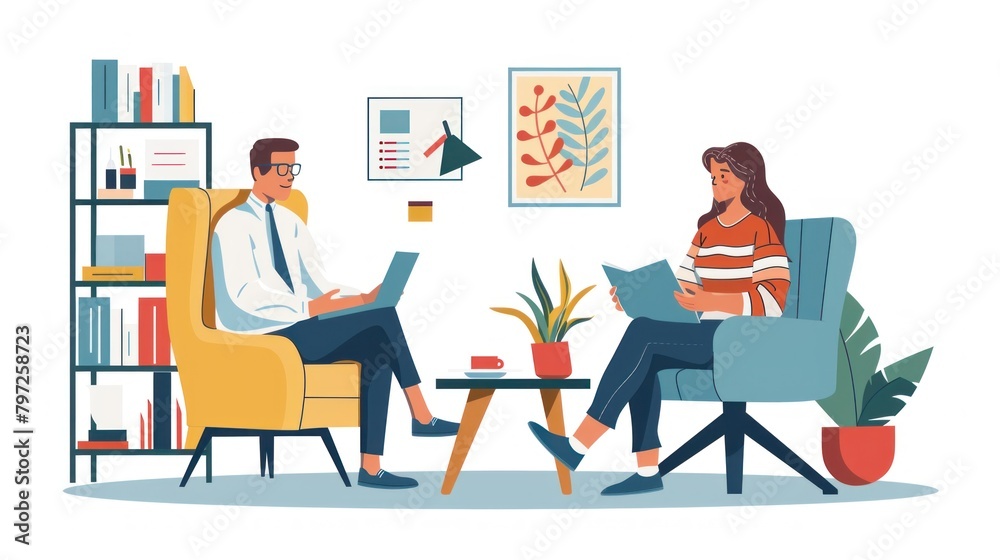 A therapist conducts a therapy session with a patient to improve their mental well-being.