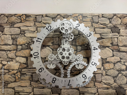 Old clock with metal gears