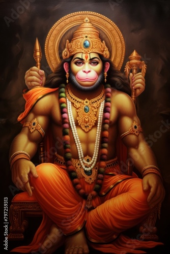 Hanuman jayanti worship adult art.