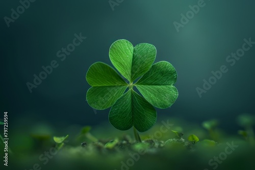 Close-up of a Four-Leaf Clover Against a Dark Background