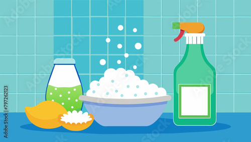 Vinegar and baking soda make a powerful and natural scrub for tackling tough grime and stains in the bathroom.