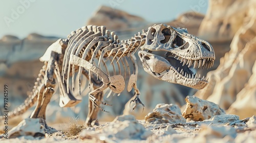 realistic dinosaur fossils rendered in 3d digital illustration