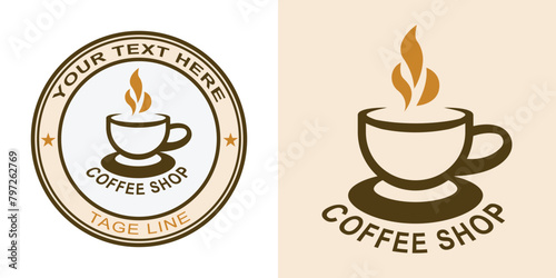Coffee logo. coffee cup design. suitable for coffee shop logo  coffee product  cafe  and more. Simple design editable