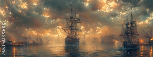 Boston tea party illustration
