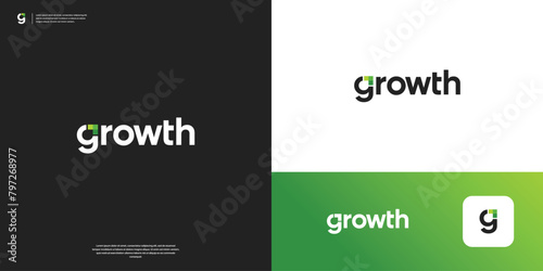 Modern growth financial logo design. Overlap arrow shape on letter G logo vector.