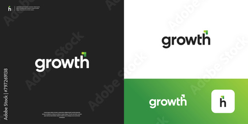Modern growth financial logo design. Overlap analytic shape on letter H logo inspiration.
