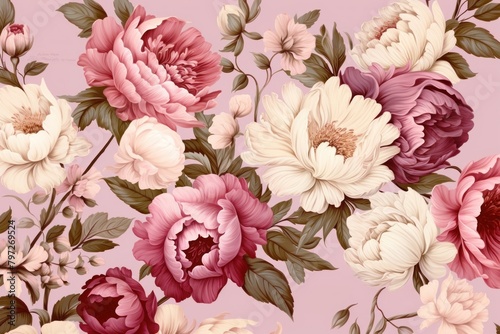 Floral classic seamless pattern flower plant.