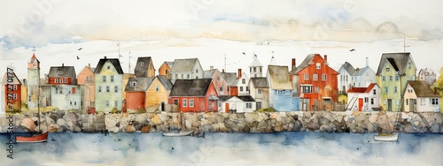 watercolor on textured paper whimsy sparse motif in rockport