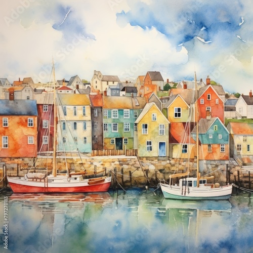 watercolor on textured paper whimsy sparse motif in rockport