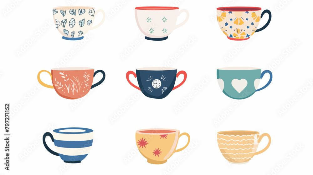 Teacup icon flat vector elements illustration Hand drawn